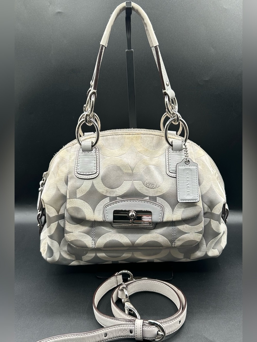 COACH Kristin Signature Dome Sequin Satchel Hand and Shoulder Bag